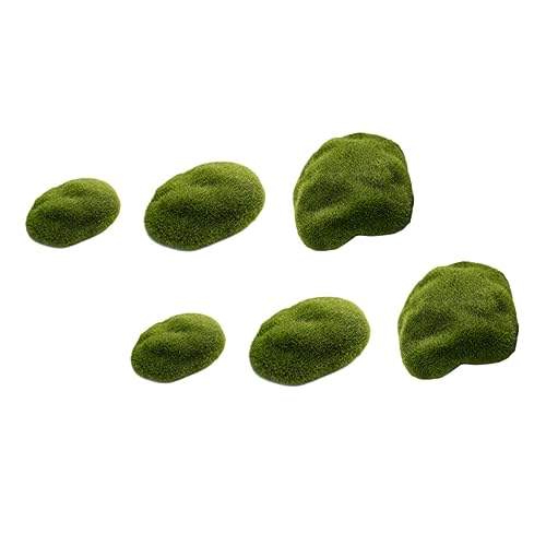 HIAKDOFT 6 Stück Teiliges Künstliche Moos Steine Langlebige Flockige Deko Steine Geruchlos Kleine Simulation für Mikrolandschaft Garten Terrasse Innen und Außenbereich Vielseitig von HIAKDOFT