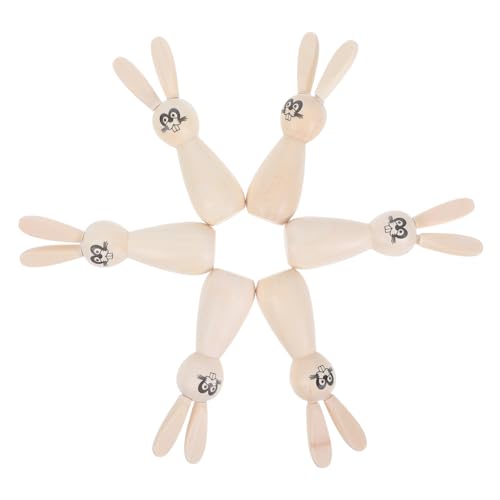 HIAKDOFT 6pcs Ostern Holz Kaninchenkleiderpuppen Unbemalt Für DIY Craft Nature Wood Bunny Figuren Für Heim- Und Partydekorationen von HIAKDOFT