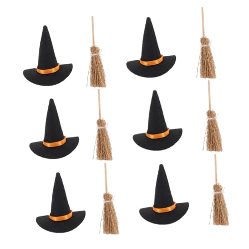 HIAKDOFT Halloween Mini Hexenhut und Besen Dekorationsset Teiliges DIY Bastelset für Kleine Räume Tischdekoration Vielseitige Hexenaccessoires für Party und Fest HIAKDOFT Halloween Mini Hexenhut und Besen Dekorationsset Teiliges DIY Bastelset für Kleine Räume Tischdekoration Vielseitige Hexenaccessoires für Party und Fest von HIAKDOFT