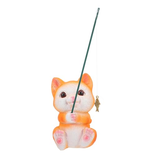 HIAKDOFT Kätzchen-Ornamente Aquarienhaus Schrecken Katzenkäfig Neon Wurf Aquarium Dekoration Katzenfigur Fischbecken Ornament Dekorationen für Aquarien Fischtankverzierung Harz von HIAKDOFT