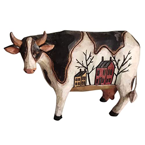 HIAKDOFT Kleine Lebensnahe Kuh Figur Resin Deko für Zuhause Robuste Bauernhof Tier Skulptur Dekoratives Wohnaccessoire für Wohnzimmer und Schlafzimmer Wetterfest und Langlebig von HIAKDOFT