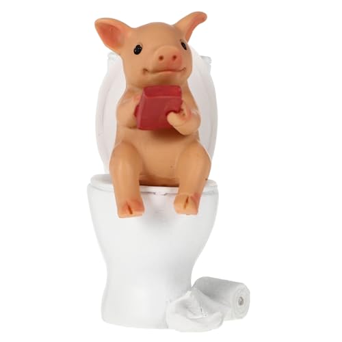 HIAKDOFT Kunstharz Schwein Skulptur Kleines Dekoratives Schweinchen für Wohnzimmer und Garten Niedliches Ornament mit Feiner Handwerkskunst Geschenkidee für Familie und Freunde von HIAKDOFT