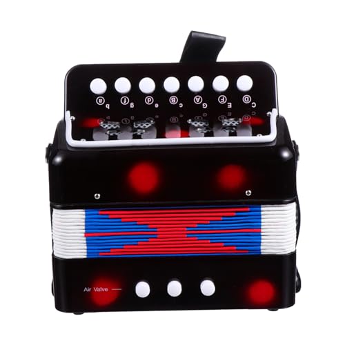 HIAKDOFT Mini Handspiel Ziehharmonika für Pädagogisches Musikinstrument Professionelles Studenten Akkordeon Schwarz Fördert Geduld Visuelle und Emotionale Entwicklung Robust und Kompakt von HIAKDOFT