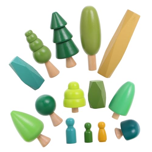 HIAKDOFT Mini Holzbaumsatz für Kleinkinder Buntes Sicheres Holzspielzeug mit Abgerundeten Kanten Fördert Kreativität Vorstellungskraft Farberkennung und Hand Koordination für Kleine von HIAKDOFT