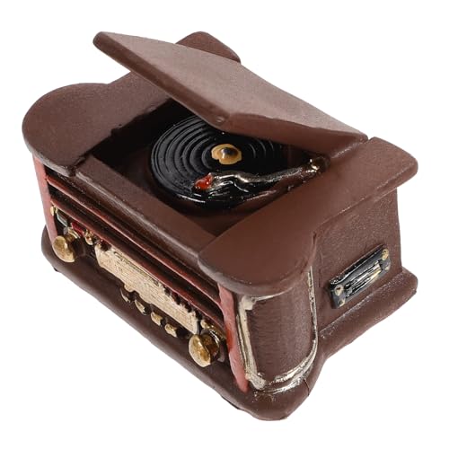 HIAKDOFT Miniatur Plattenspieler Dekoration für Puppenhaus Retro Resin Modell Mini Möbel für Wohnzimmer Fotorequisit für Miniaturlandschaften und Kreative Arrangements von HIAKDOFT