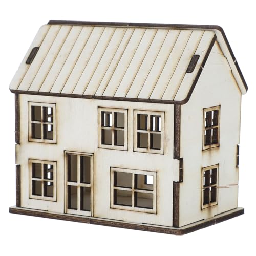 HIAKDOFT Weihnachtshaus Holzmodell Miniaturhaus Für Weihnachtsdorf Dekoration Rustikales Design Handgefertigt Aus Holz Für Kreative Projekte Beige von HIAKDOFT