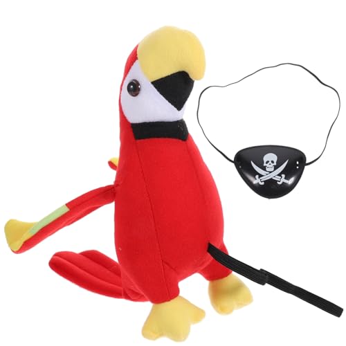 HIAKDOFT Plüsch Piraten Schulterpapagei mit Augenmaske Teiliges Halloween Kostüm Zubehör für Piratenparty Cosplay Requisiten Hochwertiges Stofftier Modell für Karneval und HIAKDOFT Plüsch Piraten Schulterpapagei mit Augenmaske Teiliges Halloween Kostüm Zubehör für Piratenparty Cosplay Requisiten Hochwertiges Stofftier Modell für Karneval und von HIAKDOFT
