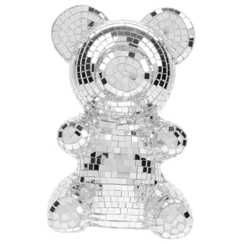 HIAKDOFT Spiegel Disco Bär Skulptur Reflektierender Bär Ball Deko Für Partys Hochzeiten Valentinstag Weihnachten Glänzende Bärenfigur Für Stilvolle Wohnräume von HIAKDOFT