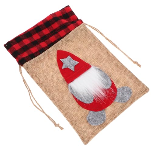 HIAKDOFT Weihnachtlicher Kordelzugbeutel Weihnachtswichtel Wiederverwendbare Kleine Geschenktüte für Süßigkeiten für Weihnachtsfeiern und Festliche Geschenkverpackung von HIAKDOFT