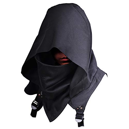 HIBIRETRO Cyberpunk Rogue Cowl Hood Scarf, Winter Unisex Neck Warmer Costume Hooded Cape Hat for Halloween Cosplay and Outdoor Daily Wear (Black) von HIBIRETRO