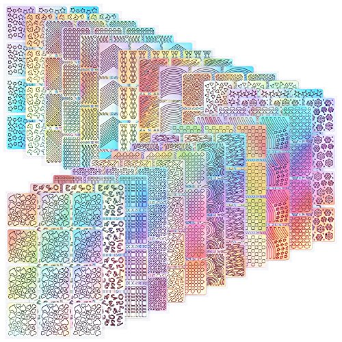 288 Stücke Nagel Vinyl Schablonen Nagel Kunst Dekoration Aufkleber Set Nail Art Design Aufkleber Tipps Decals, 24 Blatt von HICARER