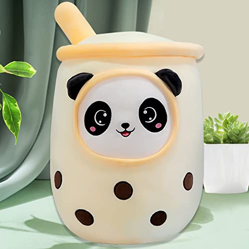 HICAS Bubble Tea Kuscheltier,Boba Tea Plüschtier Doll Kuscheltier Plüschkissen Spielzeug, Bubble Tea Plüschtier Kissen Kinderspielzeug Geburtstagsgeschenk (Gelb, 35cm/13.7inch) von HICAS