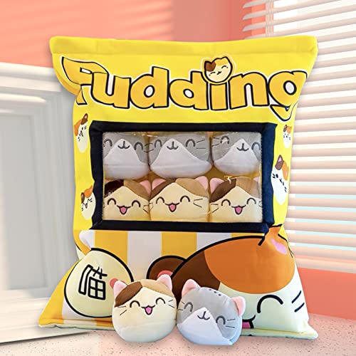 HICAS Nette Snack Kissen Gefüllte Tier Spielzeug, Kawaii Nette Plüsch Puppe Kissen, Pudding Dekorative Abnehmbare Kitty Katze Puppen Kreatives Spielzeug Geburtstag für Teens Mädchen Kinder von HICAS