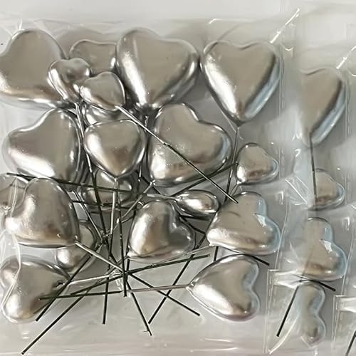 20PCS 3D Herz Form Kuchen Topper Gold Silber Rosa Blau Ball Alles Gute for Geburtstag DIY Cupcake Flagge Weihnachten hochzeit Party Dekoration (Size : Silver) von HIFFEY