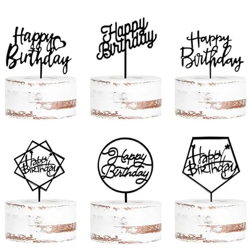 6 Stück goldene Happy Birthday-Kuchenaufsätze aus Acryl, goldfarbener Geburtstags-Kuchenaufsatz for Geburtstagsparty-Kuchendekorationen (Size : 6pcs-02) von HIFFEY