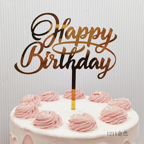 Acryl-Geburtstagskuchenaufsatz, Roségold, alles Gute for Geburtstag, Dessert-Kuchendekoration for Party-Kuchenaufsätze, Backzubehör (Size : Golden 2) von HIFFEY