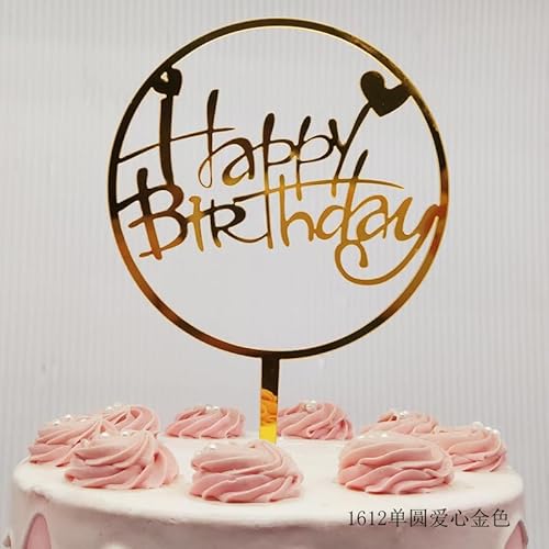 Acryl-Geburtstagskuchenaufsatz, Roségold, alles Gute for Geburtstag, Dessert-Kuchendekoration for Party-Kuchenaufsätze, Backzubehör (Size : Golden 3) von HIFFEY