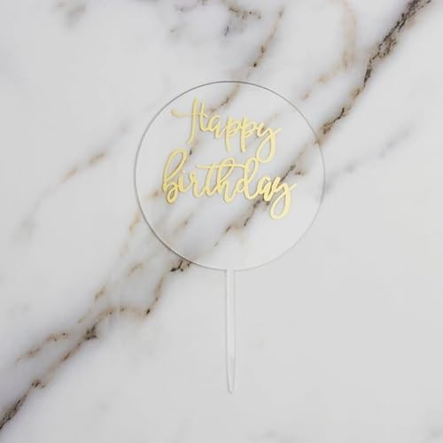 Acryl-Kuchenaufsatz „Happy Birthday“, bronzierende „Happy Birthday“-Party-Kuchendekoration (Size : Transperent) von HIFFEY
