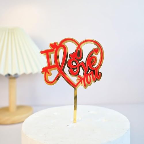 Großer roter Liebes-Kuchenaufsatz for Hochzeit, Verlobung, Party, Acryl, Liebes-Kuchenaufsatz for Valentinstag for Hochzeits-Party-Kuchendekorationen (Size : H) von HIFFEY