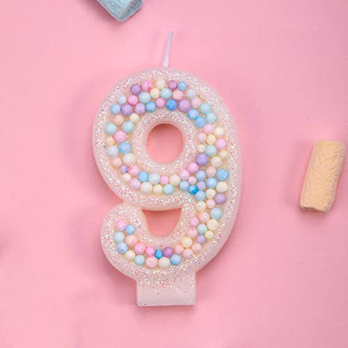 Perlenkerze, Kuchendekoration, Mädchen, 1, 2, 3, 4, 5, 6, 7, 8, 9 Jahre alt, Hochzeit, Dessert, Cupcake, Backzubehör (Size : L) von HIFFEY