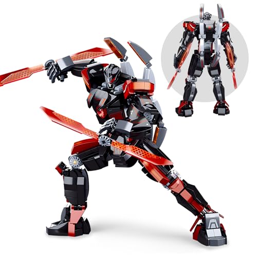 HIGH GODO Action Mech Roboter Kinderspielzeug, 585 Teile Actionfigur-Modell mit Gelenkteilen, Klemmbausteine Transforming Spielzeug Ostergeschenke für Jungen Mädchen von HIGH GODO