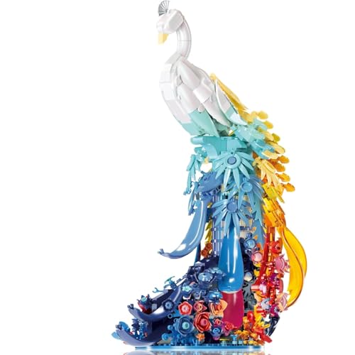 HIGH GODO Blumen Pfau Bausteine Kit,Pfauenbausätze mit bunten Schwanzfedern Partikel Ziegel Spielzeug Tier mit Blumen und Licht,Kreative Wohndekoration Geschenk für Mädchen Frauen Erwachsene HIGH GODO Blumen Pfau Bausteine Kit,Pfauenbausätze mit bunten Schwanzfedern Partikel Ziegel Spielzeug Tier mit Blumen und Licht,Kreative Wohndekoration Geschenk für Mädchen Frauen Erwachsene von HIGH GODO