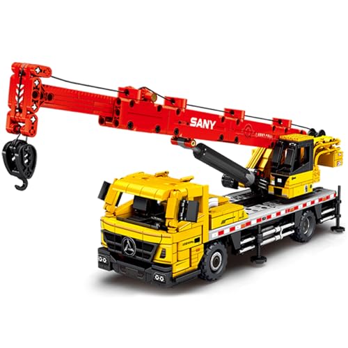 HIGH GODO Technik Kran Klemmbausteine, 991 Teile 1:24 Model LKW Baukran Bausatz,Geländekran Geburtstag Geschenke für Erwachsene und Jungen ab 8 Jahre von HIGH GODO