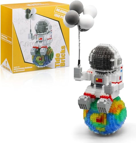 HIGH GODO Space Astronaut Mikro Klemmbausteine Set mit LED, 1368 Teile Mini Figuren, Schreibtisch Deko, Geschenke Spielzeug für Erwachsene oder Jugendliche ab 12 Jahren von HIGH GODO