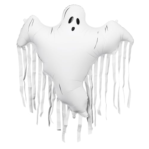 Halloween Folienballon Geist mit Fransen – XXL 93 × 86 cm – creme mit schwarzen Details – Luft & Helium – inkl. Strohhalm Halloween Folienballon Geist mit Fransen – XXL 93 × 86 cm – creme mit schwarzen Details – Luft & Helium – inkl. Strohhalm von HIKIhooray