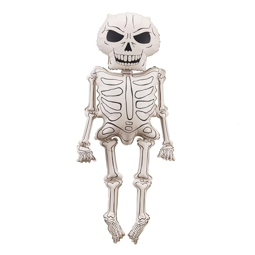 Halloween Folienballon Skelett – XXL 46 × 129 cm – creme schwarz – Luft & Helium – inkl. Strohhalm Halloween Folienballon Skelett – XXL 46 × 129 cm – creme schwarz – Luft & Helium – inkl. Strohhalm von HIKIhooray