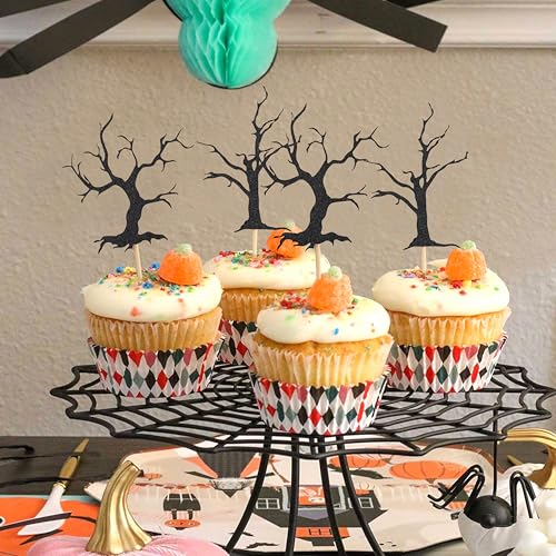 Haunted Forest Halloween Cupcake Topper - Haunted House Theme Baby Shower Party Decoration, Black Glitter Spooky Tree Cupcake Decoration, Halloween Birthday Party Supplies, Cake Smash Photo Props Haunted Forest Halloween Cupcake Topper - Haunted House Theme Baby Shower Party Decoration, Black Glitter Spooky Tree Cupcake Decoration, Halloween Birthday Party Supplies, Cake Smash Photo Props von HIKLO