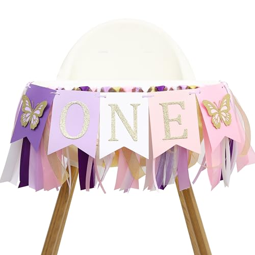Schmetterling 1 Geburtstag Hochstuhl Banner - Lila Rosa Schmetterling One Hochstuhl Banner, Schmetterling Thema Erster Geburtstag Foto Requisiten, Frühling Schmetterling 1. Geburtstag Dekoration, Fee Schmetterling 1 Geburtstag Hochstuhl Banner - Lila Rosa Schmetterling One Hochstuhl Banner, Schmetterling Thema Erster Geburtstag Foto Requisiten, Frühling Schmetterling 1. Geburtstag Dekoration, Fee von HIKLO