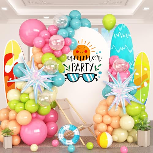 HILAVO Sommer Tropical Balloon Arch Garland Kit Irisierende Sternballons und Transparent Ballon Blaugrün Pastell Rosa Orange Gelb Limettengrün Luftballons für Hawaii Luau Aloha Geburtstag Pool Party HILAVO Sommer Tropical Balloon Arch Garland Kit Irisierende Sternballons und Transparent Ballon Blaugrün Pastell Rosa Orange Gelb Limettengrün Luftballons für Hawaii Luau Aloha Geburtstag Pool Party von HILAVO