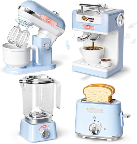 Kinderküche Zubehör Set - Inkl. Kinder Kaffeemaschine mit Sound & Lichtern, Mixer, Entsafter, Toaster, Obst, Geschirr und Schürze, Spielküche Zubehör Kinder Kinderküche Zubehör Set - Inkl. Kinder Kaffeemaschine mit Sound & Lichtern, Mixer, Entsafter, Toaster, Obst, Geschirr und Schürze, Spielküche Zubehör Kinder von HILKKET