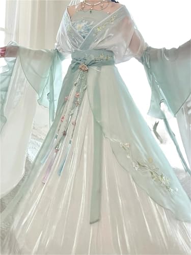 Chinesisches Hanfu-Kleid for Damen, uraltes traditionelles besticktes Hanfu-Set, Karnevalsfee, Cosplay-Kostüm, grünes Hanfu-Tanzkleid(M) von HIMKSRE
