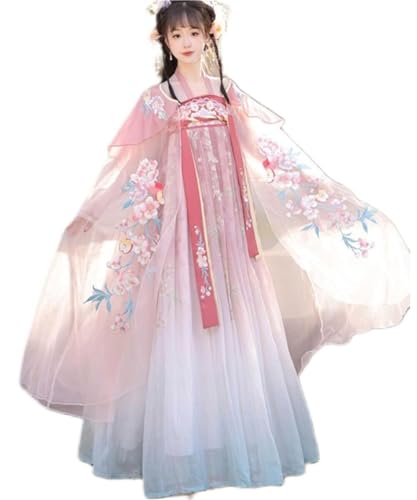 Chinesisches Hanfu-Kleiderset for Damen – Traditionelles Feenkostüm mit bestickter Robe, Farbverlaufsrock, Unterteil der antiken Prinzessin, Outfit Qixiong Ruqun, transparentes Schlauchoutfit, Tang-Dy Chinesisches Hanfu-Kleiderset for Damen – Traditionelles Feenkostüm mit bestickter Robe, Farbverlaufsrock, Unterteil der antiken Prinzessin, Outfit Qixiong Ruqun, transparentes Schlauchoutfit, Tang-Dy von HIMKSRE