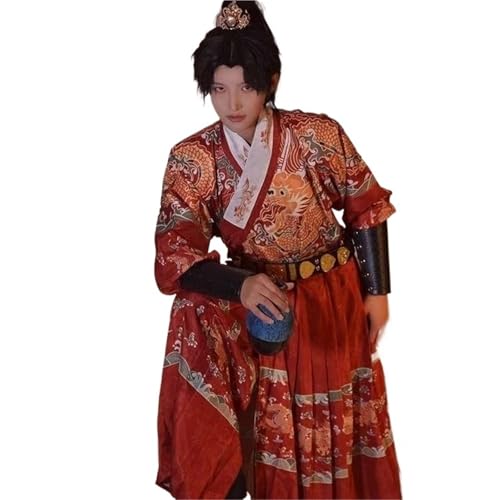 HIMKSRE Chinesische Original Hanfu Männer Fliegender Fisch Anzug Ming Dynastie Traditionelle Männliche Weibliche Liebhaber Paare Cosplay Royal Guards Kleid Jungen(Red dragon suit,XXL) von HIMKSRE