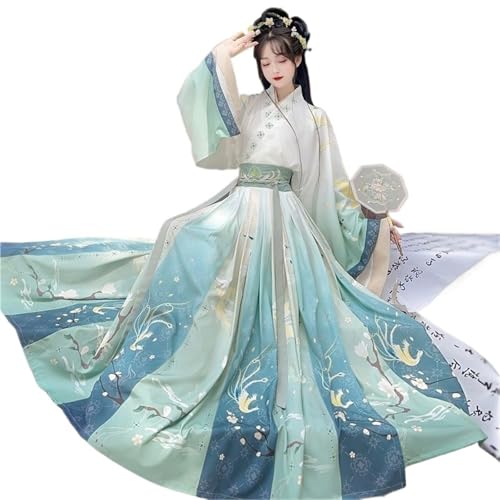 HIMKSRE Chinesischen Stil Frauen Oriental Vintage Hanfu Kostüme Blumenstickerei Fee Kleider Traditionelle Alte Prinzessin Tägliche Outfits(XL) von HIMKSRE