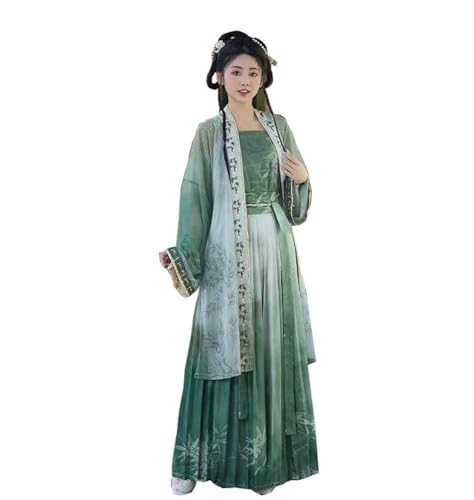 HIMKSRE Chinesisches Hanfu-Kleid for Damen, uraltes traditionelles Cosplay-Kostüm, Vintage, Tang-Dynastie, Blau/Grün, Kostüme, Anzüge, S-XL(M) von HIMKSRE