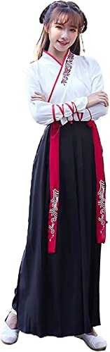 HIMKSRE Damen Retro Antikes Chinesisches Stil Traditionelles Kostüm Hanfu Kleider Tang Anzug Damenrock Cosplay Kung Fu Kimono(C-women,M) von HIMKSRE