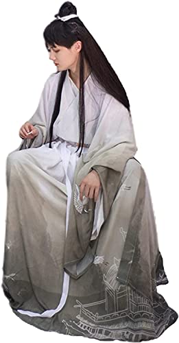 HIMKSRE Damen Retro Antikes Chinesisches Stil Traditionelles Kostüm Hanfu Kleider Tang Anzug Damenrock Cosplay Kung Fu Kimono(G Gray-man,S) von HIMKSRE
