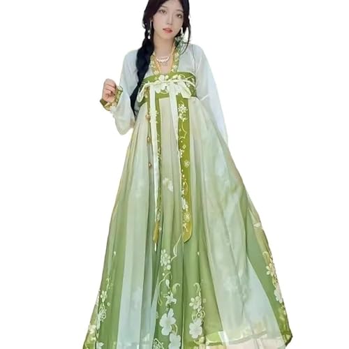 HIMKSRE Elegantes Hanfu-Kleid-Set im chinesischen Stil, Cosplay-Feenkostüm, Kleid der Tang-Dynastie, traditionelle Damen, Vintage-Prinzessin-Tanzroben(Green,M) von HIMKSRE