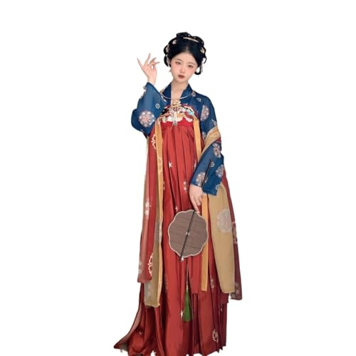 HIMKSRE Frau Traditionelle Hanfu Dame Tang Anzug Chinesische Alte Vestidos Priness Kleid Fee Cosplay Kostüm(Blue with red,M) von HIMKSRE