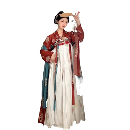 HIMKSRE Frau Traditionelle Hanfu Dame Tang Anzug Chinesische Alte Vestidos Priness Kleid Fee Cosplay Kostüm(Red with white,S) von HIMKSRE