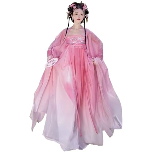 HIMKSRE Große Größe 10XL Hanfu Kleid Frauen Chinesische Halloween Fee Cosplay Kostüm(Pink set,M) von HIMKSRE