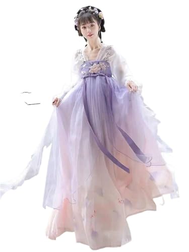 HIMKSRE Hanfu Jade Finger Twist Pfirsichfee Brustlänge Robe Kleid Damen Frühling/Sommer Verbesserter Unsterblicher Stil Tang-Dynastie(L) von HIMKSRE