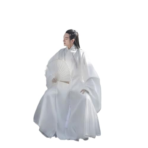 HIMKSRE Hanfu M Dynastie Chinesische Männer Alte Vintage Kostüm Männer Hanfu Große Größe Halloween Cosplay Bordüren Outfit(Beige,M) von HIMKSRE