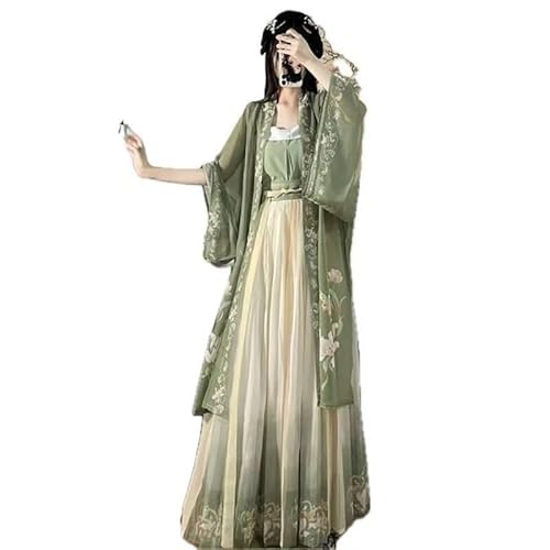 HIMKSRE Hanfu for Frauen, traditionelles chinesisches Cosplay-Kostüm aus der alten Song-Dynastie, Sommer-Grün-Sets, Übergröße XL(M) von HIMKSRE