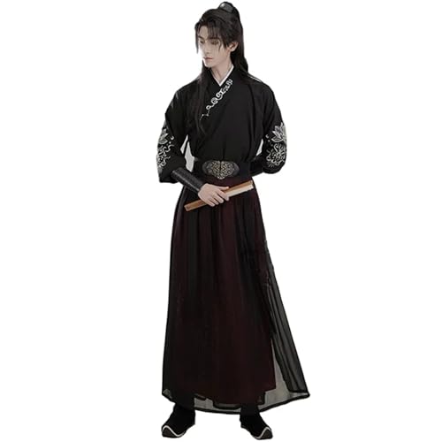 HIMKSRE S-3XL Stickerei Chinesischer Hanfu Mann Traditioneller Schwertkämpfer der Han-Dynastie Cosplay Kostüm Themenparty Antike orientalische Robe(3XL) von HIMKSRE