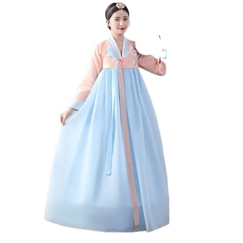 HIMKSRE Traditionelles koreanisches Hanbok-Damenkostüm, Aufführungstanz, ethnischer Stil, Hofkostüm-Set(Pink,S) von HIMKSRE